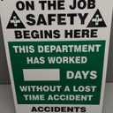 AccuformNMC Write-A-Day Dry Erase Safety Scoreboard Sign, On the Job Safety - This Department Has Worked # Days Without a Lost Time Accident, 20 x 14 Plastic Wall-Mount, Made in USA, MSR120PL