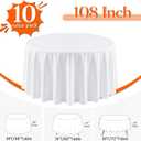 10 Pack Round Tablecloth 108 Inch White | For 4Ft-6Ft Round Table, Wrinkle Resistant, Washable Table Cloth, Polyester Fabric, For Party Banquet Wedding Buffet