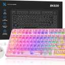 Transparent Mechanical Keyboard, 80-Key RGB Backlit Wireless Gaming Keyboards, Hot Swap Customizable Clear Acrylic Design, Quiet Linear Switches, 3 Modes BT5.0/2.4G/USB-C 4000mAh Battery (Pink)