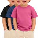 3 Pack Toddler Boys Shirts | Short Sleeve, Loose Fit Tees, Basic Crew Neck, Baggy, Summer, Plain, Soft Tops, Casual, Lightweight, Breathable