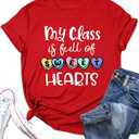 PECHAR Valentines Shirts Women Lover Heart Graphic Shirt Pullover Long Sleeve Tee Tops (Red, L)