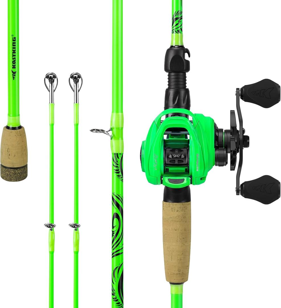 KastKing Zephyr Dual-tip Casting Combo, Right-Hand, 6'6" ML&M Rod, Green