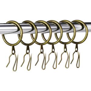 Hotop 30 Pcs Metal Drapery Curtain Rings 0.98/1.26/1.65 inch Interior Diameter and 30 Pcs Hanging Curtain Drapery Pin Hooks for Window Door Shower(Oil-Rubbed Bronze,42mm)