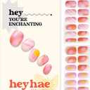 Heyhae Semi Cured Gel Nail Strips | No LED Lamp Needed | Ombre, Pink, Spring | Easy Apply & Remove, Salon Quality | Includes 28 Strips, 1 Prep Pads, Nail File & Wooden Stick - Hey, You're Enchanting