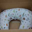 Boppy Nursing Pillow - Firm, Ergonomic U-Shaped Bottle and Breastfeeding Pillow with High Lift for Comfort and Support, Spacious Surface - Neutral Plants and Animals
