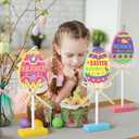 3 PCS Colorful Easter Table Decorations Easter Decorations for Home Religious Decorations Spring Decorations for Home Wooden Easter Eggs for Easter Day Home Farmhouse Kitchen Decorations
