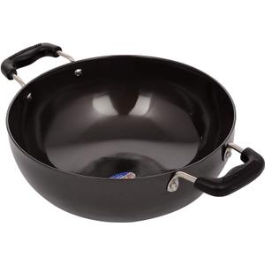 Satre Online and Marketing Hindalco Aluminum Kadai Size No-12, Frying Pan, Thickness 3 mm, Color-Black