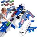 Airplane Race Track Kids Toys with Lights and Sound,Foldable 4 Layer Track Toy Set,Aairplane with Game Mat, Airplane Racing Cars,Christmas Birthday Gifts for Age 3 4 5 6+Years Old Boys Girls (Blue)