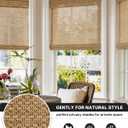 LazBlinds No Drill Cordless Bamboo Roman Shades, Light Filtering Blinds for Indoor Windows, Roll Up Bamboo Blinds for Home, 33" W x 48" H, Star-Brown