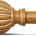 QDWIS Imitation Wood Curtain Rods for Windows 48 to 84 Inch, 1 Inch Adjustable Heavy Duty Decorative Drapery Rods with Classic Finials, Light Imitation Wood Window Curtain Pole, Size 36-88''