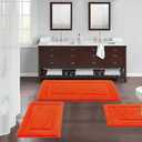 SHACOS Orange Fall Bathroom Rugs Sets 3 Piece, 20"x32" + 20"x47" Non Slip Bath Mat and 20"x24" Toilet Rugs U Shaped Washable, Soft Fluffy Water Absorbent Bathroom Floor Mat