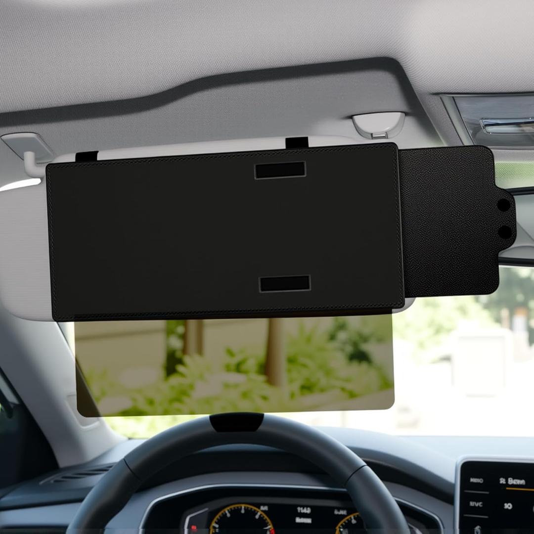 Polarized Sun Visor Extender, Car Sun Blocker with PC Lens and Side Sunshade, Portable Auto Sun Visor, UV Protection Anti-Glare Auto Visor for Safe Driving Fit for Most Cars (Black)