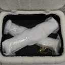 Updated Vanity Chair, Storage Ottoman with Folding Back & Gold-Toned Metal Legs, Ottoman Seat with Teddy Velvet for Dressing Room Living Room Bedroom, 15" x 12" Inch (White)