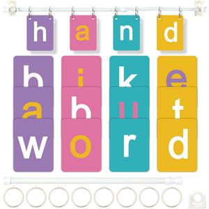 Colorful CVC Word Builder with 117 Alphabet Flash Cards Phonics, Adjustable CVCC & CCVC Flip Charts with Holder Spelling Game Bulletin Board Letters for Home Wall Decor Supplies