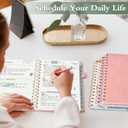 4 x 2026 Planner, Hardcover Leather Weekly and Monthly Planner, January 2026 - December 2026, Spiral Yearly Agenda Organizer Book 2026 with Tabs, Daily Calendar Planners for School Work Home, A4 (8.5" x 11"), Pink