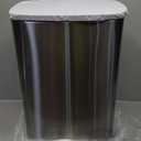 QUALIAZERO 50L/13Gal Heavy Duty Hands-Free Stainless Steel Commercial/Kitchen Step Trash Can, Fingerprint-Resistant Soft Close Lid Trashcan, Rectangle Shape