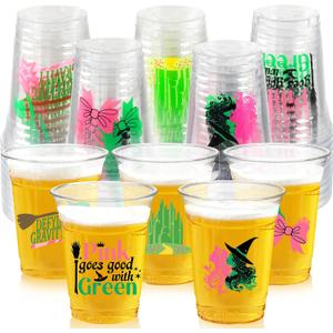 Witch Theme Party Decoration Plastic Cups, 50pcs 12 Oz Plastic Clear Disposable Drinking Cups for Witch Movie Birthday Wedding Summer Tropical Shower Party Supplies Favors Women Men Snack Cup Bulk