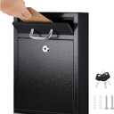 Locking Mailbox with Key for Outdoor 12.2 x 8.5 x 3 Inches Large Wall Mount Mail Box with Lock Security Mail Drop Metal Collection Boxes Hanging Secure Postbox(Black)