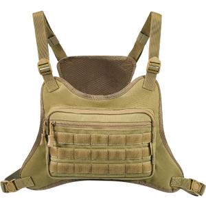 Outdoor Tactical Chest Bag for Men Sports Rig Vest with Pouch Phone Adjustable EDC Travel Pack (Tan)