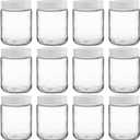 Suwimut 12 Pack Glass Mason Jars, 8 oz Regular Mouth Small Glass Canning Jars Storage Containers with Airtight Lids for Jelly, Jam, Honey, Beans, Pickles, Spice, Yogurt, Food Storage