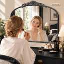 Vintage Black Arched Mirror: 32"x24" Baroque Antique Vanity Mirror