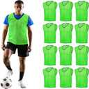 GSi Sports Pinnies - Pack of 12 - Free Size for Youth/Adult - 5 Color Options - Soccer, Basketball Practice Vest (Green)