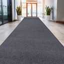 LuxUrux Striped Gray Door Mat - Heavy Duty, Indoor/Outdoor, Easy Clean, Waterproof, Low-Profile (4 x 10 Feet) - Ideal for Entry, Patio, Garage - Durable Solution for High Traffic Entrance Ways