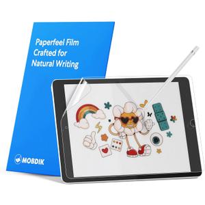 MOBDIK 2 Pack Paperfeel Screen Protector Compatible with iPad 6th/5th Generation 9.7 inch, Crafted for Natural Writing, Anti Glare with Easy Installation Kit, Compatible with iPad 9.7&iPad Pro 9.7