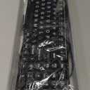 EDJO Large Print Backlit Keyboard, USB Wired Lighted Computer Keyboard with 7-Color Backlit, Oversized Letters, Typewriter Keyboard with Retro Round Key Easy to See for Windows, Desktop, PC, Laptop