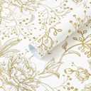 Safiyya Peel and Stick Wallpaper Boho Floral Contact Paper 197" x 17.3" Gold and White Wall Paper Modern Self Adhesive Removable Wallpaper for Bedroom Bathroom Vinyl Rolls