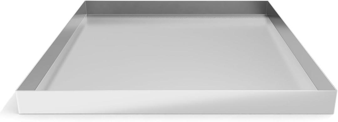 32 x 30 x 2.5 Inch 304 Stainless Steel Washing Machine Drain Pan, Heavy Duty Steel Compact Washer Drip Tray, Washing Machine Tray No Leak Protecting The Floor (No Hole)