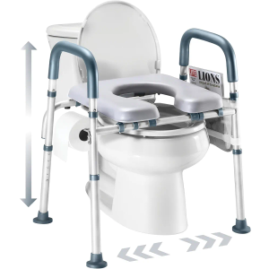 Toilet Seat Risers For Seniors Width and Height Adjustable Raised Toilet Seat With handles for Elderly, Handicap, Elevated, Pregnant, Fit Any Toilet Riser Heavy Duty Up To 400lbs