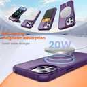 Magnetic Ring Stand Case for iPhone 14 Pro Max - 120° rotatable Stand, N52 Magnet, Non-Slip, Easy to Clean, Shockproof, Matt Transparent Back, Military Standard Drop Protection (Violet)