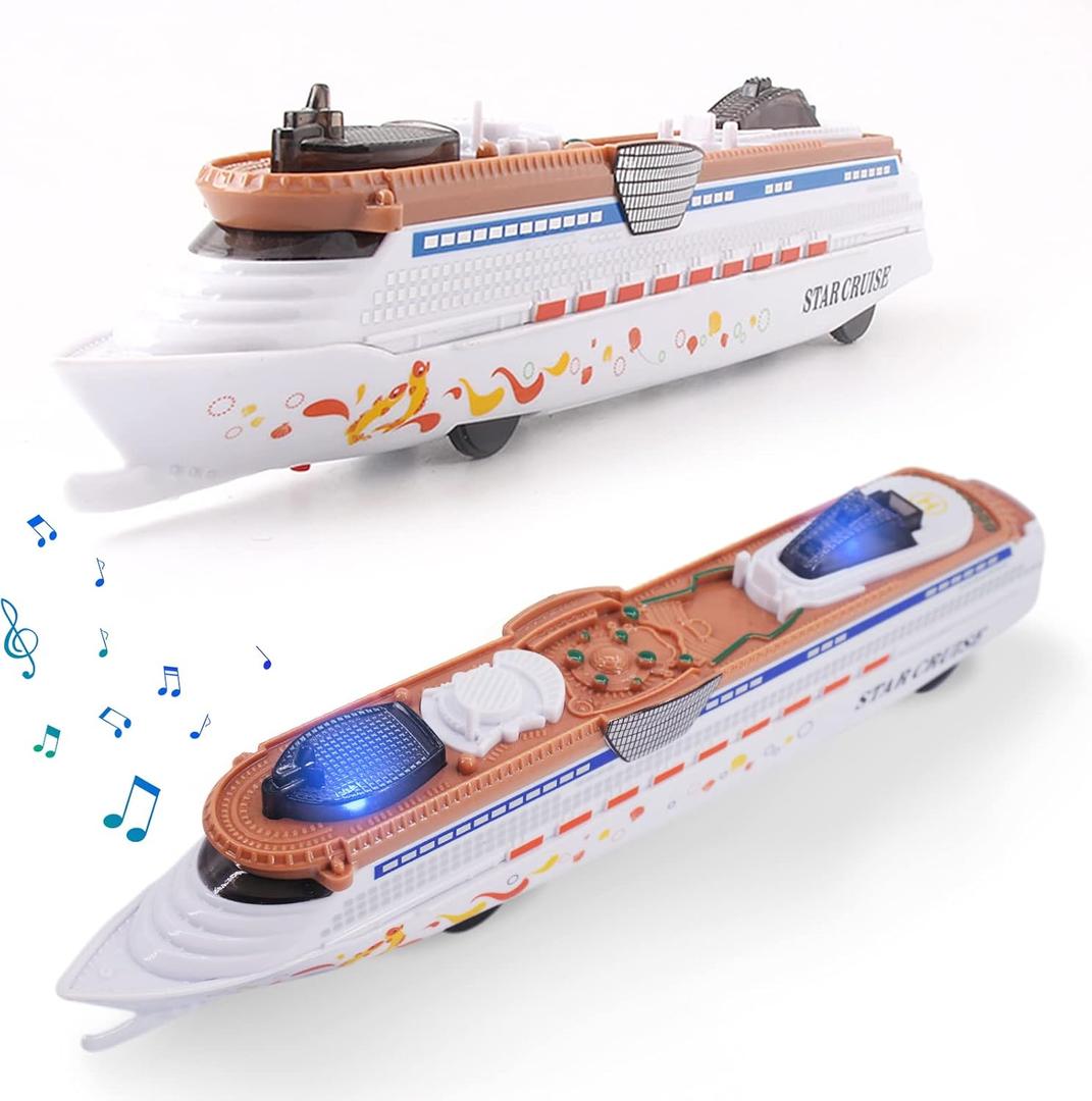 OTONOPI Cruise Ship Model Toy Ocean Liner Boat Toy with Light and Sound for Kids Toddlers Boys Girls Adults Age 3-12+ Birthday Children's Day Gift Home Decoration Collection
