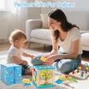 WOODMAM Wooden 7-in-1 Activity Cube, Montessori Toys for 1 Year Old Toddlers, Baby Educational Developmental Toys, One Year Old Boys Girls First Birthday Gifts with Bonus Sorting & Stacking Board