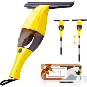 Rechargeable Window Vac, Window Vacuum Squeegee Cordless, Window Cleaner Vacuum, Electric Cleaning Tool for Windows, Mirrors, Tiles, Glass Doors and Car Windshield, 11 Inches (Yellow Black)