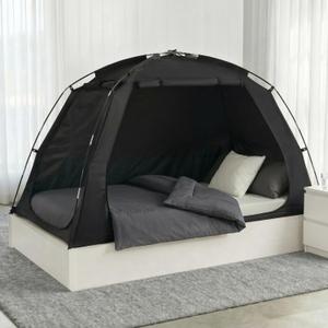 Alvantor Bed Tent, 93% Blackout Privacy Sleep Tent for Indoor Use, Easy to Set Up Dream Play Tents with 2 Doors, Portable Breathable Shelter for Kids and Adults, Black