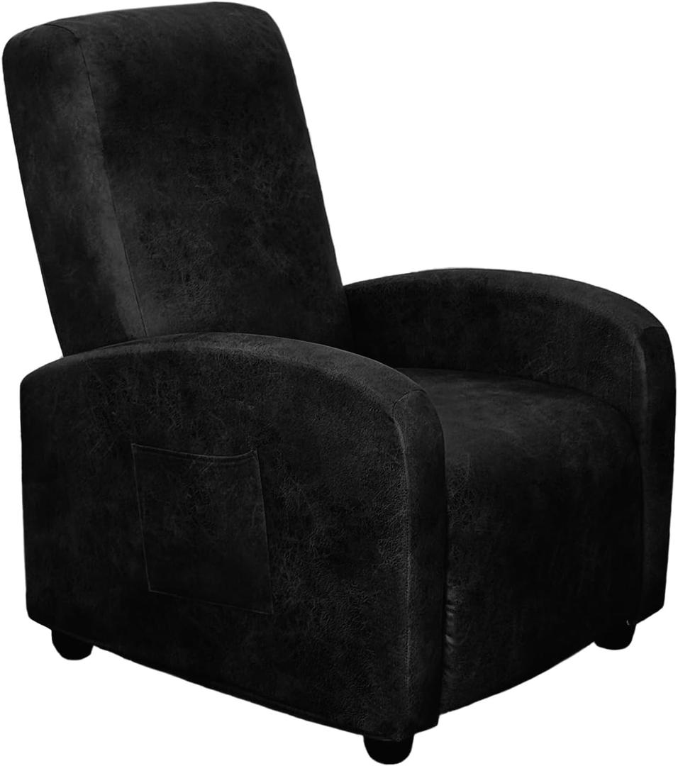4 x ANARACHON Recliner Chair Covers Leather Look Recliner Cover 4-Piece Slipcovers for Small Reclining Chair Furniture Protector for Kids Dogs Pets Spandex Fabric Washable (1 Small Seater, 02 Black)