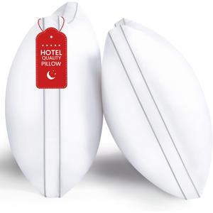 Pillows Queen Size Set of 2, Gusseted Bed Pillows for Sleeping 2 Pack, Luxury Hotel Quality, Supportive Queen Pillow with Soft Down Alternative for Back Stomach Side Sleepers, Machine Washable (Grey)