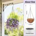 Artificial Hanging Flowers with Basket Plants - Wisteria Hanging Plants for Spring Outdoor Decoration, UV Resistant Fake Flowers Hanging Silk Flowers for Porch Patio Garden Yard Home Decor