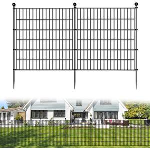 10 Panels No Dig Decorative Outdoor Garden Fence for Yard, 32 in(H) X 23.6 ft(L) Animal Barrier Fencing Rustproof Metal Wire Panel Border for Dog, Rabbits, and Patio Temporary Ground Stakes
