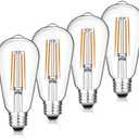 Gozelux Vintage LED Edison Bulbs, 6W, Equivalent 60W, Dimmable, High Brightness Warm White 2700K, ST58 Antique LED Filament Bulbs with 90+ CRI, E26 Standard Base Light Bulbs, Clear Glass, Pack of 4