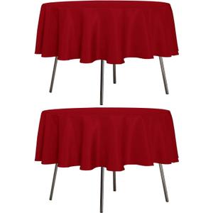 sancua 2 Pack Round Tablecloth 60 Inch Red, Stain and Wrinkle Resistant Table Cloth - Washable Polyester Table Cover for Dining Tables, Buffet Parties and Camping