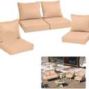 PZDJUMO Deep Seat Patio Cushions 24 x 24 Inch Waterproof Outdoor Chair Cushions Set of 48 Loveseat Cushions for Outdoor Furniture 5'' Thick Patio Furniture Cushion with Handle Straps, Beige
