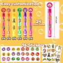 24PCS Cheetah DIY Bubble Wands Party Favors 96PCS Stickers for Goodie Bag Fillers Pinata Stuffers, Mini Bubble Bulk Birthday Party Supplies Toys Gifts Class Prizes for Toddlers Boys Girls