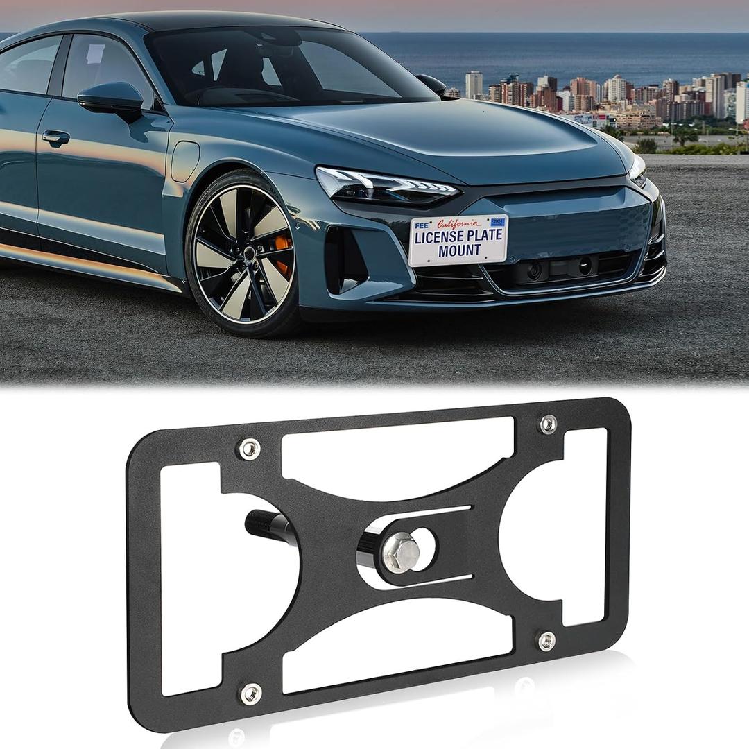 Front Bumper License Plate Mount Compatible with Audi Q4 e-Tron 2022-2026, Not Compatible with The e-tron GT, No Drill Front License Plate Frames Tow Hook License Plate Bracket Holder Car Accessories, Q4 e-Tron 2022-2026