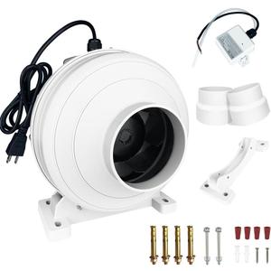 MIDCVFRUN Dryer Vent Booster Fan with Pressure Switch for Automatic Activation, 4" Inline Exhaust Fan 260CFM High Air Volume, Ultra-Quiet Anti-Clog Design Efficiently Reducing Drying Time