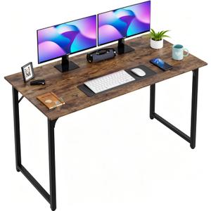 PayLessHere | 47 Inch Computer Desk | Vintage | Office Desk with Metal Frame, Adjustable Feet | Water-Resistant, Scratchproof Surface | Sturdy Writing Table for Home Office or Study | Pack of 1