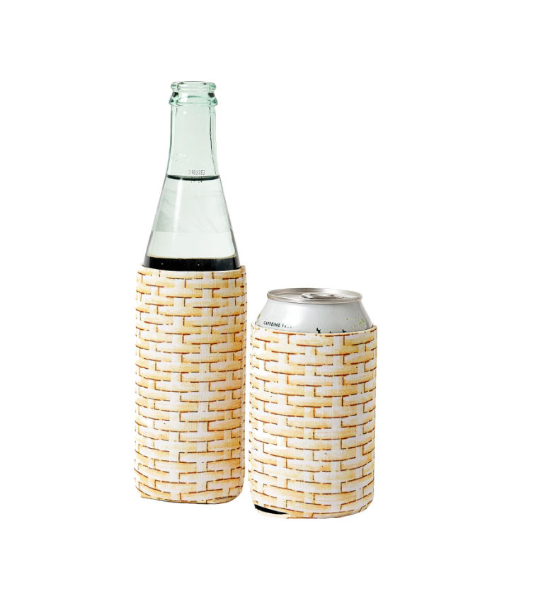 SDS for HD Designs Wicker Slim Can Koozies 2 Pack And Napkins 6 Pack