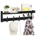Homode Coat Rack with Shelf, 29 Inch Long Wooden Coat Hanger Wall Mount with Key Rack and Mail Holder, Entryway Wall Hooks with Shelf for Bathroom Living Room Bedroom Hallway Kitchen, Black